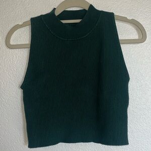 House of Harlow 1960 Dark Green Ribbed Crop Top